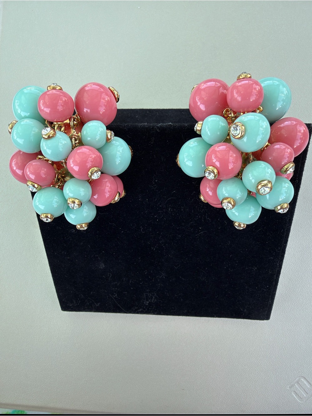 REPLICA MADE IN ITALY brand beaded/rhinestone clip earrings